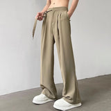 Aidase Falling Trousers For Men In Autumn Solid Wide Leg Straight Trend Versatile Simple British Lace High Waist Casual Trousers aidase-shop
