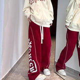 AIDASE  -  American Letter Print Casual Sports Pants Men Women Trendy Loose Thickened Fashion Sweatpants Hip-hop Wide-leg Trousers Urban aidase-shop