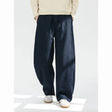 AIDASE  -  Men's Summer Breathable Linen Loose Straight Casual Wide Leg Pants Drawstring Waist Daily Trousers aidase-shop