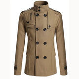 AIDASE  -  Men's Streetwear Solid Color Mid-length Woolen Coat Fashion Casual Button-down Suit Collar Jacket Leisure Luxury Retro Clothes aidase-shop
