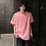 AIDASE  -  Casual Men T-shirt 2025 Summer Solid Color Round Neck Beaded Beads Structure Design Trendy Short Sleeved Men's Tops 21E5860 aidase-shop