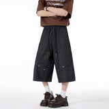 AIDASE  -  Summer New Trendy American Casual Men's Jeans 2025 Solid Color Korea Fashion Elastic Waist Male Trousers aidase-shop