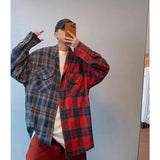 AIDASE  -  Men's Spliced Long Sleeved Shirt Unique Contrasting Color Design Shirt Coat American High Street Style Male Clothing aidase-shop
