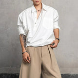 AIDASE  -  Men Shirt Lapel Long Sleeve Button Loose Casual Men Clothing Streetwear Korean Style Fashion Tops Male Shirts S-5XL aidase-shop