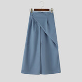 AIDASE  -  Men's Wide Leg Pants Solid Color Button Casual Irregular Trousers For Man Streetwear Baggy Leisure Pantalones Pants aidase-shop