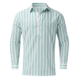 AIDASE  -  Elegant Roll-Up Sleeves Men'S Plaid Shirt Mens Fashion Casual Striped Linen Lapel Long Sleeve Shirt Top Blouse рубашка aidase-shop