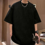 American Vintage Men's T-shirts Suede Solid Color Loose Fashion Tops Casual  Short-sleeved Male Tees  Summer aidase-shop