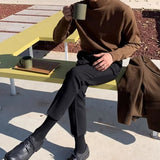 AIDASE  -  Spring Casual Long Sleeve Knit Jumper Tops Men Fashion Solid Color Basic Tees Autumn Vintage Mock Neck Men's Slim Fit Sweaters aidase-shop