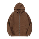 AIDASE  -  Autumn Winter New Fashion Men's Solid Color Simple Basic Casual Trendy Loose Zipper Hooded Polar Fleeve Sweatshirts Male Coats aidase-shop