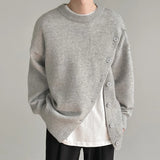 Aidase Autumn Clothing Men's Knitted Light Luxury Pullover Sweater Casual Vintage O Neck Button-down Long Sleeve Knitwear New aidase-shop