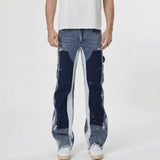 AIDASE  -  Four Seasons European American Fashion Men Black Grey Blue Solid Color Straight Simple Basic Casual Denim Trousers Male Jeans aidase-shop