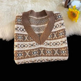 Aidase Ethnic Style Men's Sweater Vest Vintage V-neck Preppy Style Male Knitted Tank Top Autumn Winter Casual Versatile Top aidase-shop