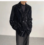 AIDASE  -  Spring Autumn New Men's Tide Korean Style Velvet Long Sleeve Blazer Niche Chic Casual Padded Shoulder Suit-Coats Ins W10344 aidase-shop