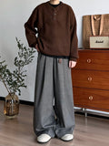 AIDASE  -  Loose Casual Pants Men Women Straight Leg Wide Leg Pants Drapey Long Pants Vintage Plaid Belted Loose Fit Casual Trousers aidase-shop