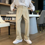 AIDASE  -  Fluid Khaki Trousers for Men Draped Wide Leg Man Suits Pants Formal High Quality Work Wear Tailoring Slacks Thin Casual Fashion aidase-shop