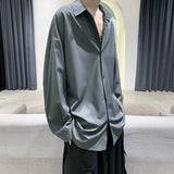 Aidase Men Black Solid Long-sleeved Shirts Mens Harajuku Fashion Oversize Shirt Male Gray Casual Streetwear Loose Blouses Plus Size