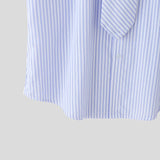 AIDASE  -  Men Striped Shirt Lapel Short Sleeve Tie Up Casual Men Clothing Summer Shirts Streetwear 2025 Fashion Male Tops S-5XL aidase-shop