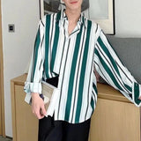 AIDASE  -  New Spring and Autumn Fashion Trend Men's Polo Neck Stripe Contrast Color Long Sleeve Handsome Versatile Casual Loose Shirt aidase-shop