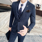 Aidase Men's High-quality Large Suit 6XL/7XL 3-piece Suit (suit+vest+pants) Business Fashion Check Suit Groom Wedding Banquet Suit aidase-shop