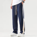 AIDASE  -  Fashion Summer Quick Drawing Loose Straight Pants Men Panelled Elastic Waist Sports Drawstring Pockets Casual Versatile Trousers
