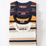 AIDASE  -  230G Summer Cotton T-shirt American Round Neck Retro Horizontal Striped Short-sleeved T-shirt Youth Chic Wear Cozy Loose Tees aidase-shop