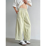 AIDASE  -  Summer Men's Linen Wide-Leg Cropped Pants High Waist Drawstring Casual Trousers aidase-shop