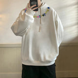 AIDASE  -  Autumn Colourful Letter Print Sweatshirt Fashion American Street Hooded Long Sleeve Trend Loose Pullover Top Men Women Clothing aidase-shop