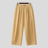 AIDASE  -  Men Plaid Pants Button Joggers Oversize Casual Wide Leg Trousers Men Streetwear 2025 Loose Fashion Male Long Pants S-5XL aidase-shop