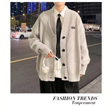 AIDASE  -  Fall Winter V-Neck Knitted Sweater Cardigan Men's Solid Color Casual Style Lazy Fashion Outerwear Comfortable Soft Material aidase-shop