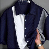 AIDASE  -  Men's Color Block Textured Knit Short Sleeve Shirt aidase-shop