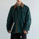 AIDASE  -  Lapel Contrasting Color Jackets Spring Autumn Japanese Ins Trendy Cool Casual Versatile Loose Coats Men's Green Workwear Jacket aidase-shop