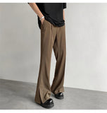 AIDASE  -  Brown Black Suit Pants Men Fashion Social Mens Dress Pants Korean Casual Loose Flared Pants Mens Office Formal Trousers M-2XL aidase-shop