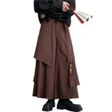 AIDASE  -  New Chinese Style Calligraphy Patchwork Wide Leg Pants Men's Design Sensation Small Audience National Trend Sash West Pants aidase-shop