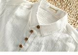 AIDASE  -  Mens Linen Short Sleeve Shirt Slim Fit Pullover Half Sleeve Retro Spring Summer Casual Breathable shirt Men's clothing aidase-shop