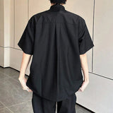 AIDASE  -  New Chinese Style Shirt Men Wear Bamboo Leaf Pattern Embroidery Short Sleeve Shoulder Pad Male Shirts Loose Fit 9W3086 aidase-shop