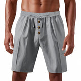 AIDASE  -  Cross-border men's loose American linen beach casual washed button five-point sports shorts men aidase-shop
