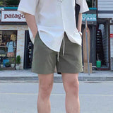 AIDASE  -  Daily Leisure Mens Shorts Linen Solid Color Simple Loose Bottoms Men Spring Summer Men Beach Casual Drawstring Shorts aidase-shop