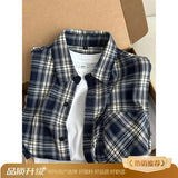 AIDASE  -  American Retro Plaid Long Sve irt Men Summer High Sensation Haome Inner Wear Cleanfit Sun Protection Coat aidase-shop