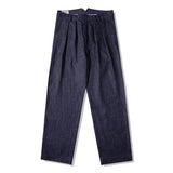 Red Tornado Double Pleated Wide Leg Denim Trousers Vintage Style Pants For Men aidase-shop