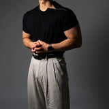 AIDASE  -  Men's Solid Color Side Zipper Short-Sleeved Sports Gym T-Shirt American Retro Fashion Trend Casual Loose Breathable Men's Tops aidase-shop