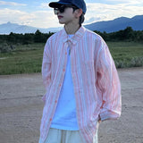 AIDASE  -  Japanese Spring Autumn Button Down Striped Men's Shirts Fashion Casual Couple Shirt Long Sleeved High-Quality Hip-Hop Streetwear aidase-shop