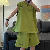 AIDASE  -  Sleeveless Sports Suit Men's Spring and Summer New Loose Trend Korean Couple Vest T-shirt Casual Two-piece Set