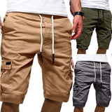 AIDASE  -  Large Mens Casual Cotton Pants mid Waist Straight Leg Workwear orts with kets Khaki Color Pure Color Spring Summer aidase-shop