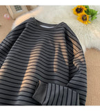 AIDASE  -  Men's Tri-color Striped Sweatshirt American Classic Style Retro Casual Round Neck Top Unisex College Style Trendy Menswear aidase-shop