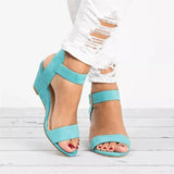 AIDASE  -  Women's Mid Heel Sandals Summer New Style Wish Independent Station Slip-On Velvet Flat Bottom Rubber Sole round Toe Shoes aidase-shop