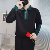 Aidase Autumn and Winter Men's Fashion Loose Colored Half Zip Sweater Long Sleeve Polo Neck Casual Comfortable Versatile Top aidase-shop
