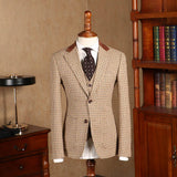 Aidase 3 Piece Formal Classic Plaid Suits for Men Slim Fit Groom Wedding Tuxedo Prom Business Casual Male Suit Jacket Vest with Pants aidase-shop