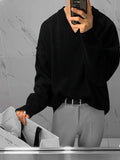AIDASE  -  Loose V-Ne Knitwear Pure Color Base Layer Sweater for Men Autumn Winter New Sle Korean Loose Sle Faionable Versatile aidase-shop