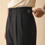 Aidase Straight Pants Men's Summer Loose Fitting Business Naples Casual Pants Paris Button Non Ironing High Waisted Office Trousers Men aidase-shop