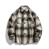 Aidase Japan and Korea Streetwear Long-sleeved Shirt Autumn Oversized Men's Casual Shirts Stylish Color Clash Plaid Shirt aidase-shop